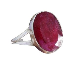 1000. Faceted Ruby Ring in Sterling Silver
